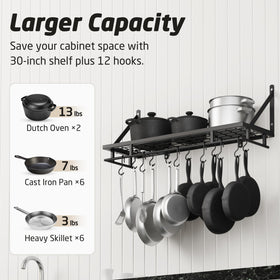 KES grid shelf storage keeps pots and lids visible and within reach