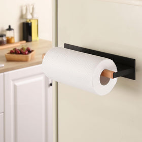KES Magnetic Paper Towel Holder matte black finish resists rust and scratches.