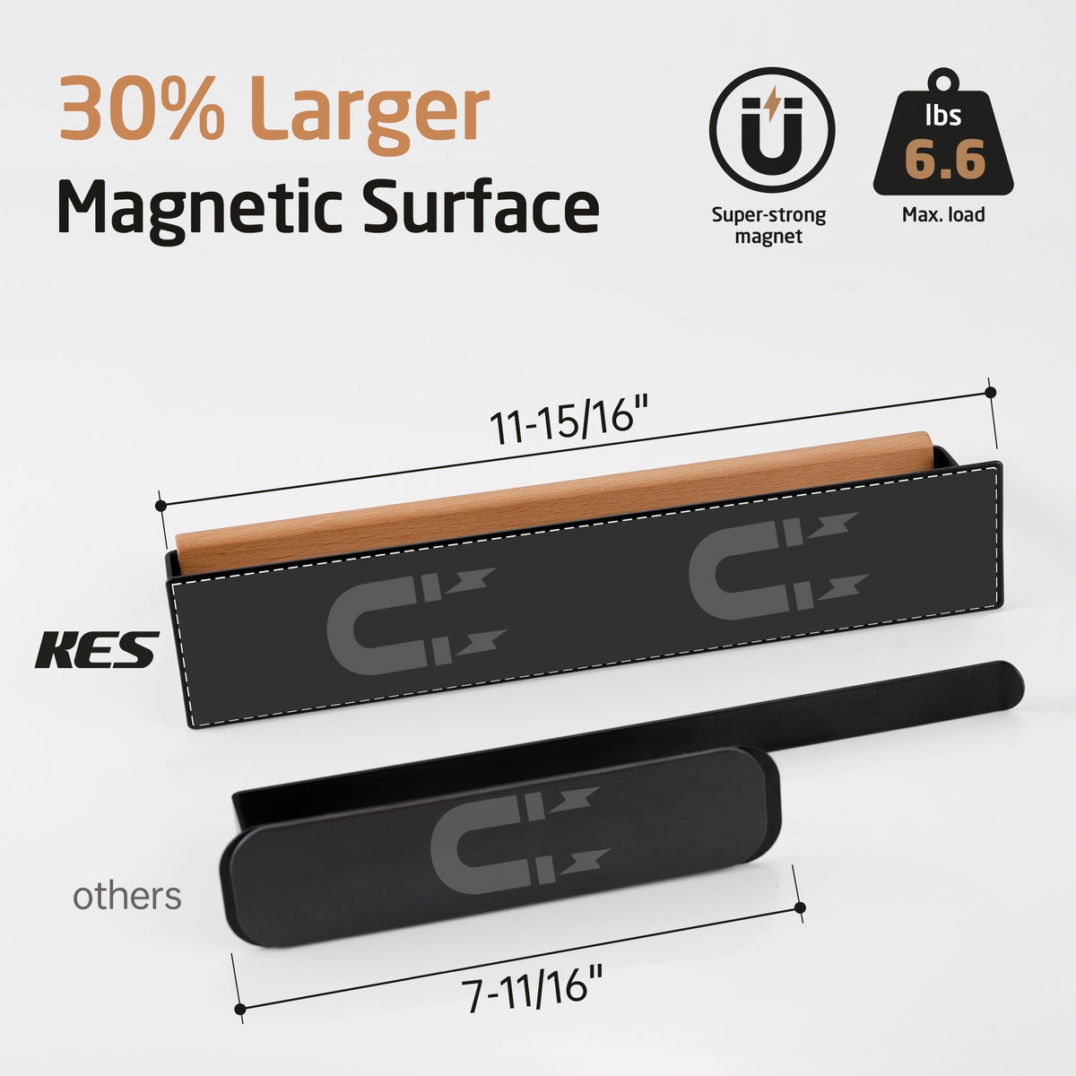 KES Magnetic Paper Towel Holder with wood crossbar detail for load control.