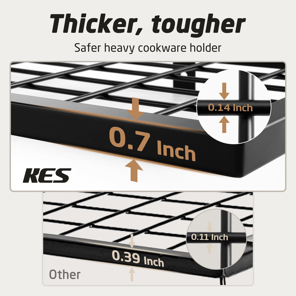 KES matte black kitchen storage blends with any decor.