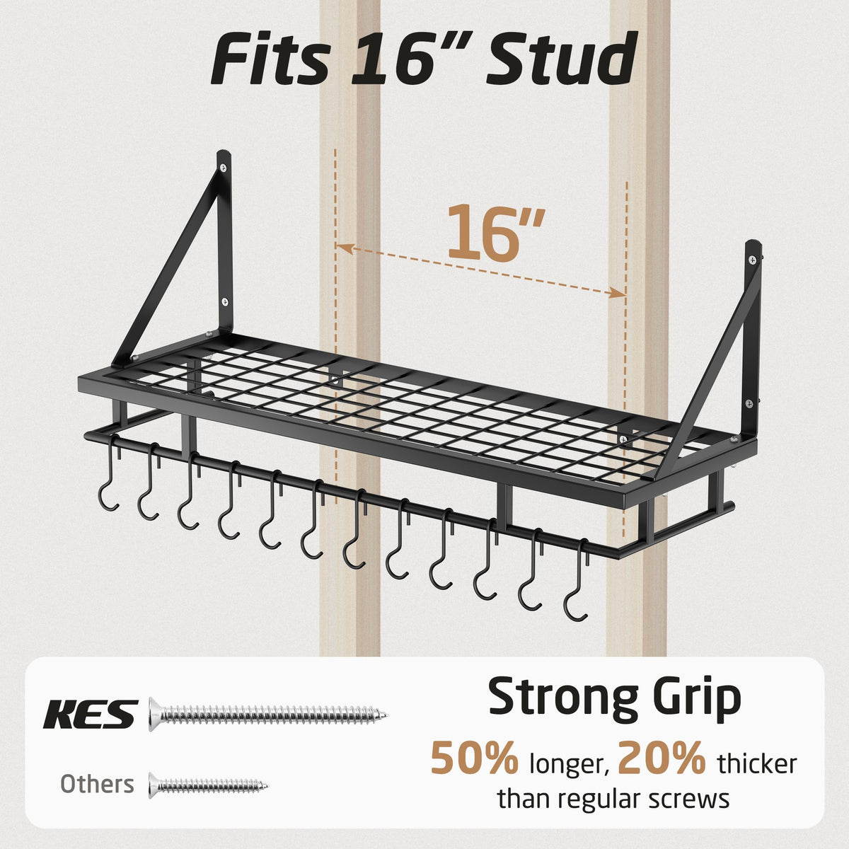 KES rust-resistant matte finish preserves sleek look over time