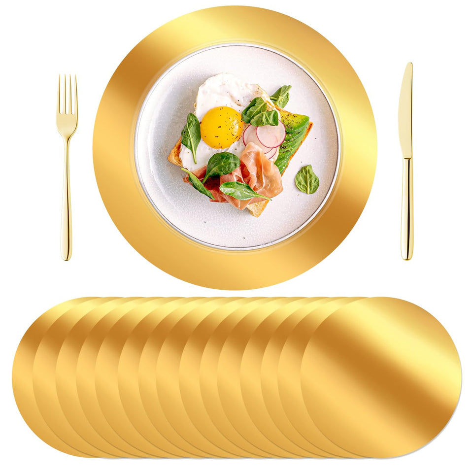 KesaPlan gold round placemats with mirror finish for festive table settings
