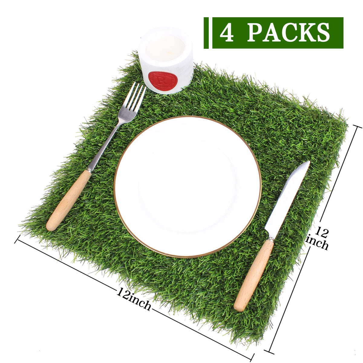 Kesfey artificial grass squares tiles close-up highlighting durability and easy cleaning.