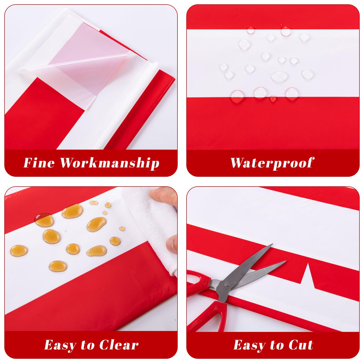 Kesfey bright red circus theme tablecloth enhances party visuals and atmosphere.
