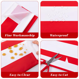 Kesfey bright red circus theme tablecloth enhances party visuals and atmosphere.