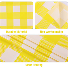 Kesfey disposable gingham table cover in yellow for quick cleanup after parties.