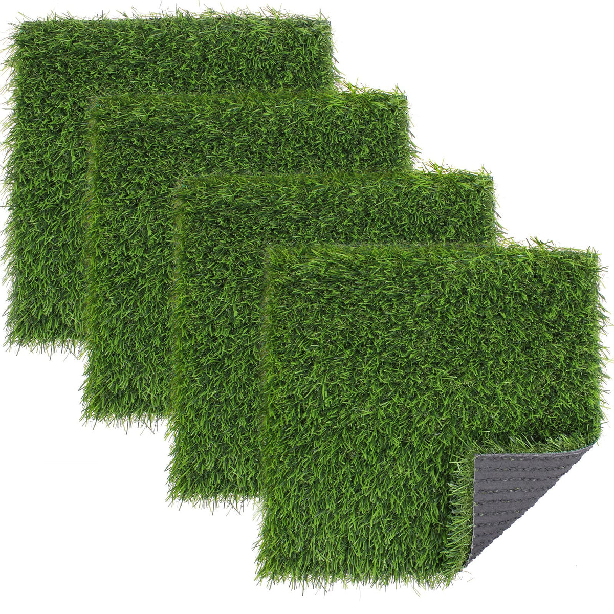 Kesfey Grass Squares placemats show lush artificial turf for stylish table settings.