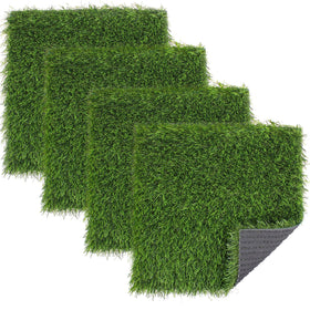 Kesfey Grass Squares placemats show lush artificial turf for stylish table settings.