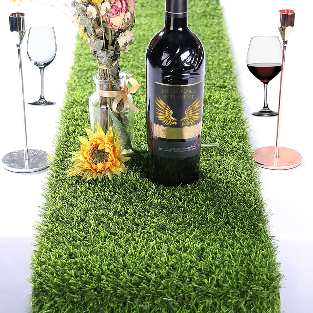 Kesfey grass table runner full layout for versatile event decor