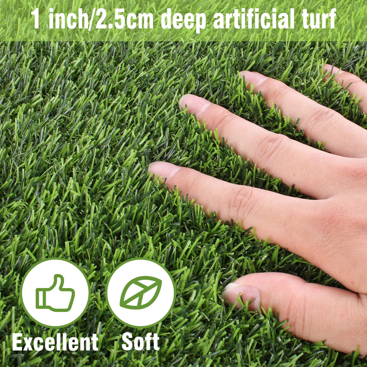Kesfey green grass mat on tabletop demonstrates realistic texture for indoor decor.