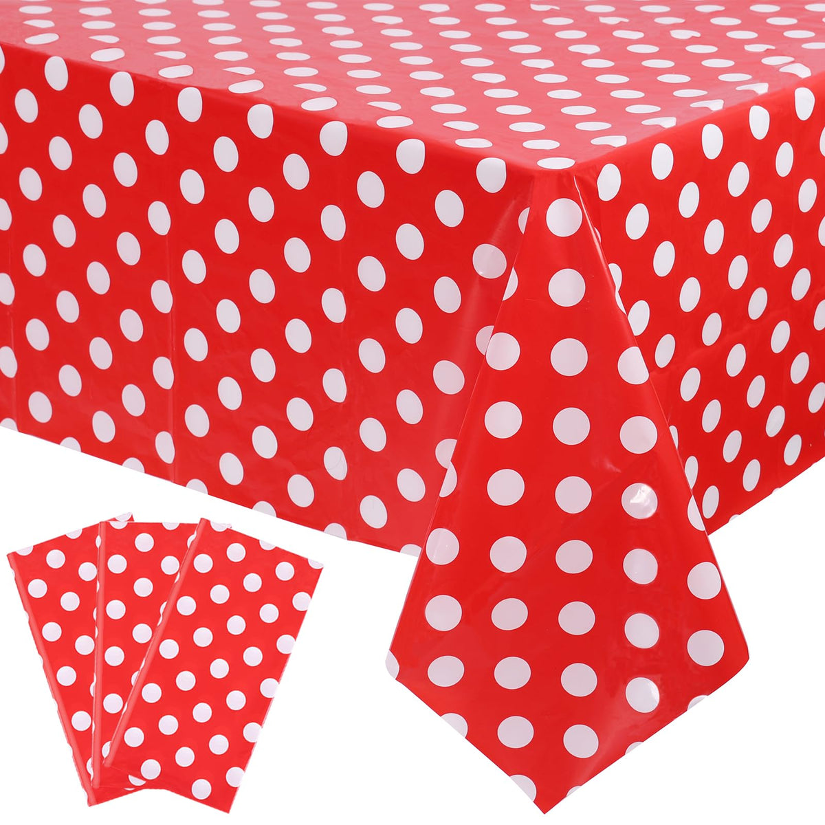 Kesfey red polka-dot tablecloth 54x108 rectangle for festive gatherings