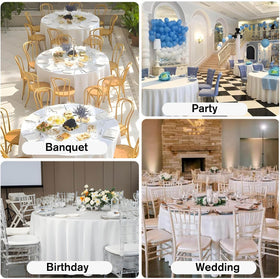 Kesfey tablecloth protects tables during meals and spills.