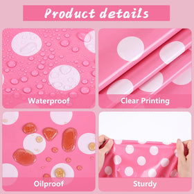 Kesfey waterproof pink polka-dot tablecloth resists spills.