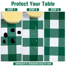 Kesfey waterproof tablecloth 54x108 protects tables during meals and drinks.