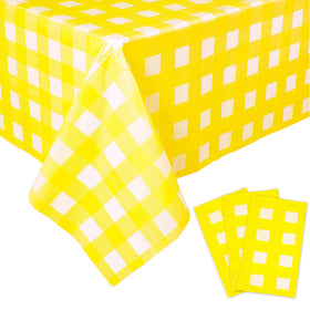 Kesfey yellow gingham tablecloth 54x108 for easy outdoor picnics.