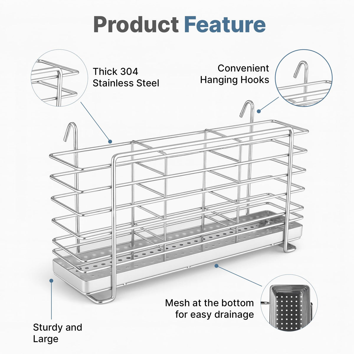 KESOL three-compartment organizer keeps spoons, forks, knives neatly separated