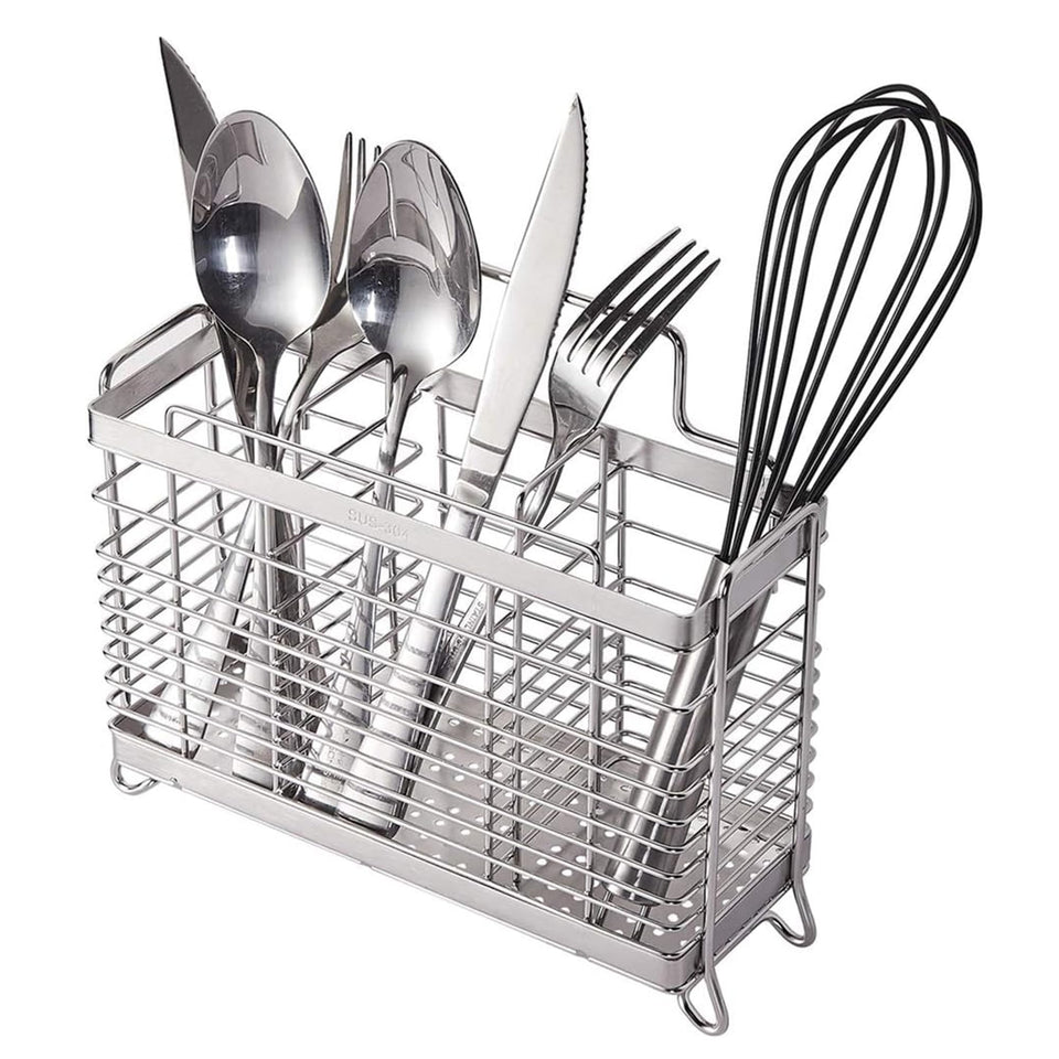 KESOL utensil-holder-drying-rack-3-compartments keeps utensils organized and air-dried on the counter.