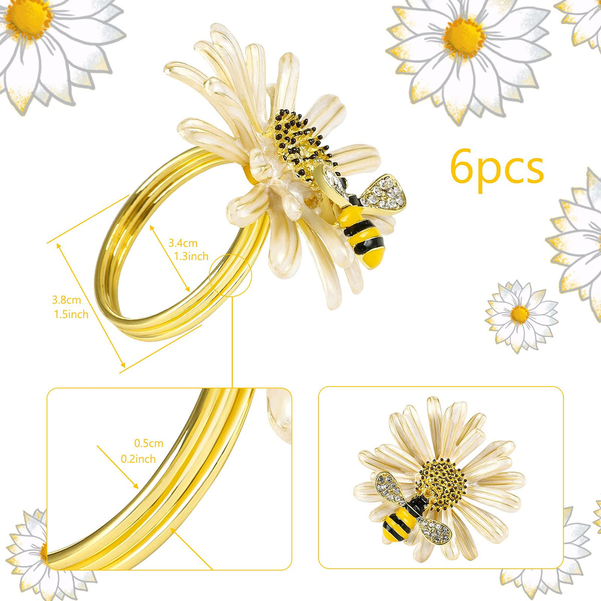 Kesote gold bee napkin ring close-up highlighting refined finish