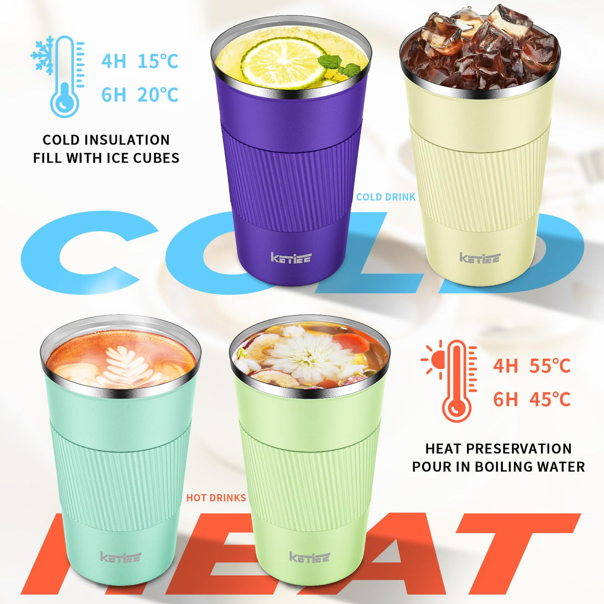 KETIEE purple leakproof lid mug keeps spills contained during commute.