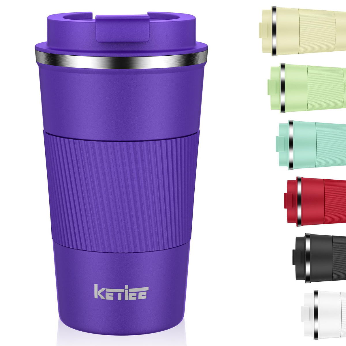 KETIEE 12oz purple insulated mug for hot or cold beverages on the go.