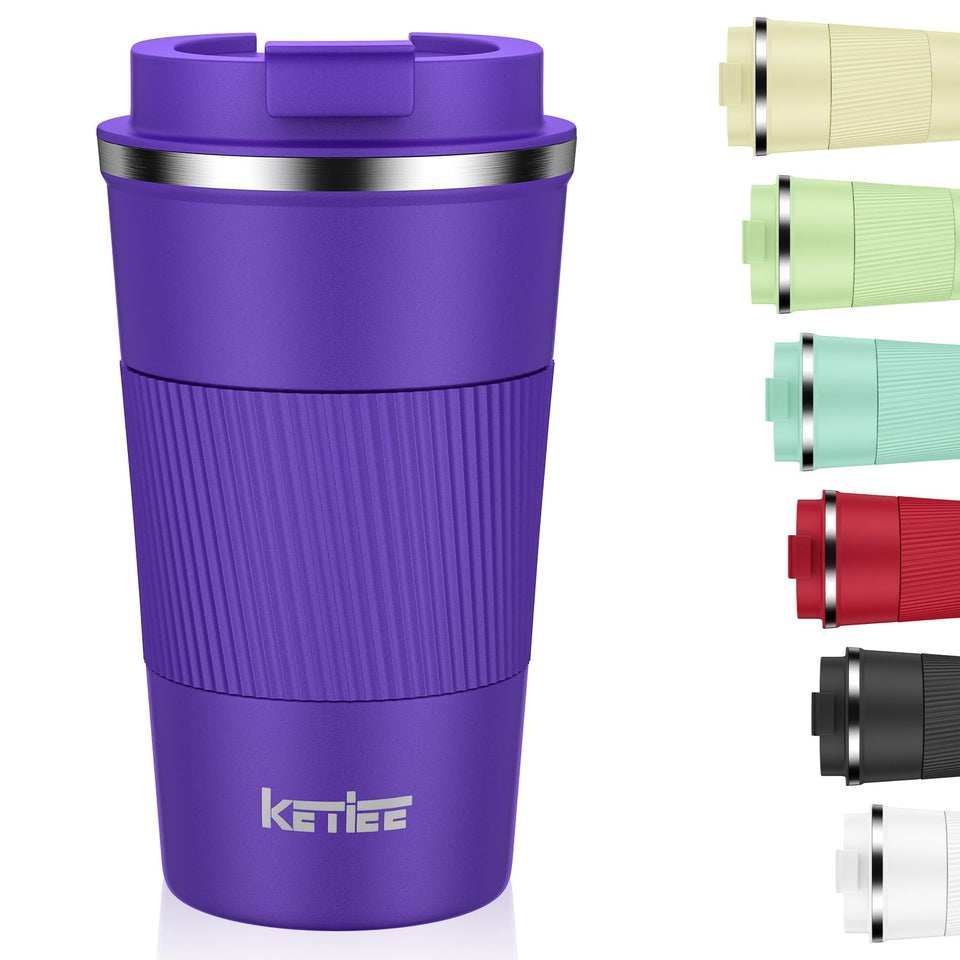 KETIEE 12oz purple insulated mug for hot or cold beverages on the go.