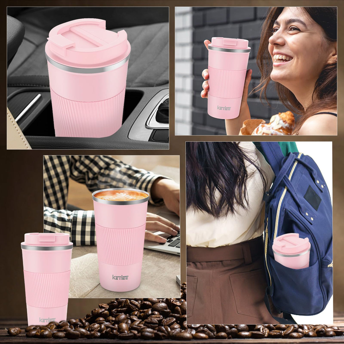 KETIEE anti-slip base helps secure the mug on surfaces.