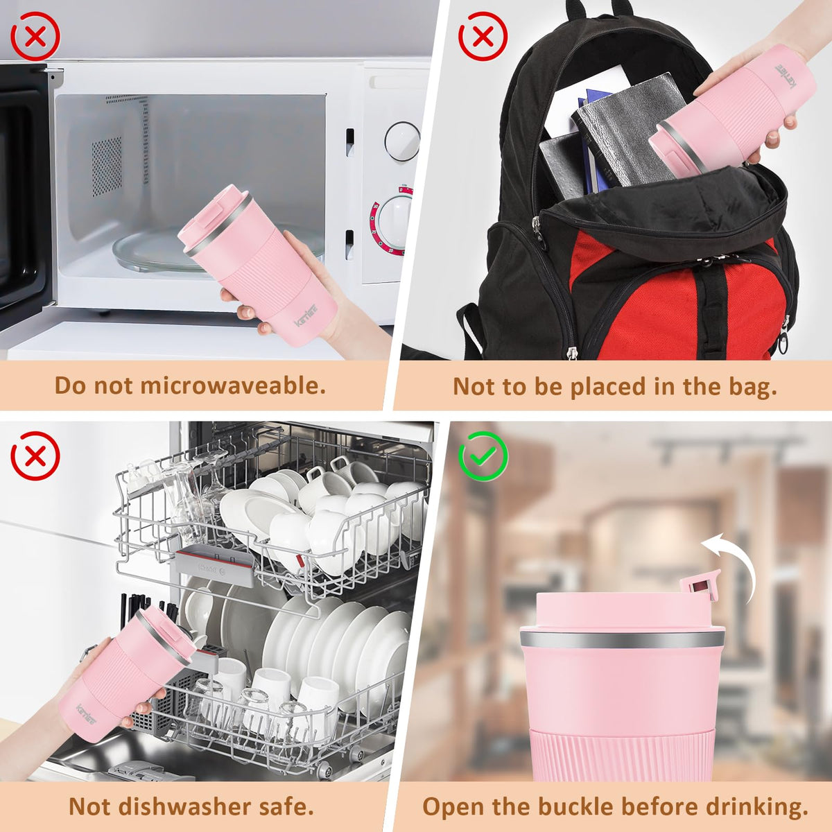 KETIEE leakproof travel mug supports on-the-go use.
