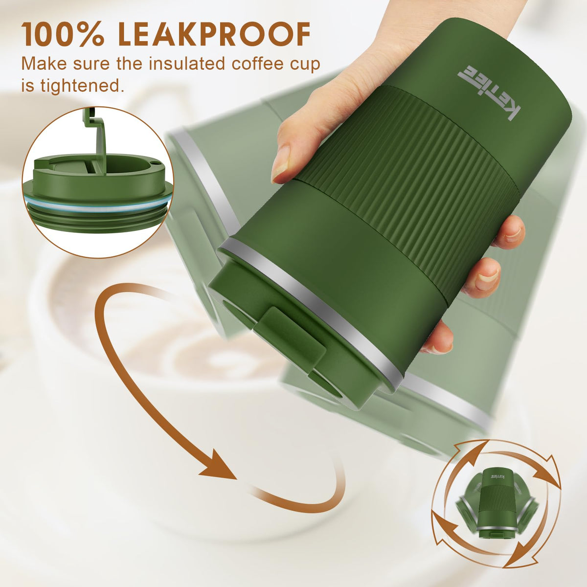 KETIEE no-sweat exterior keeps hands dry while sipping.