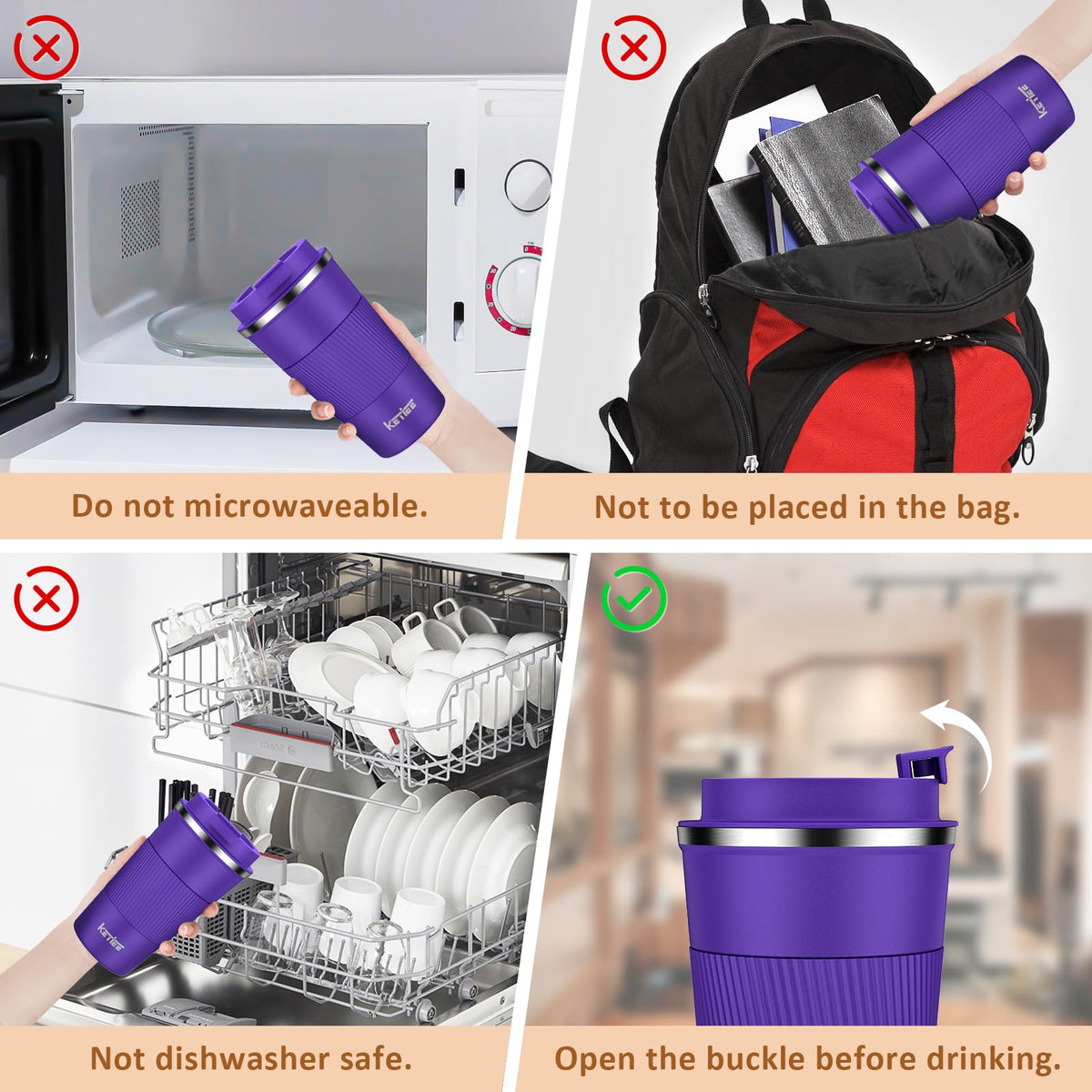 KETIEE purple mug blends style with practical leakproof performance.
