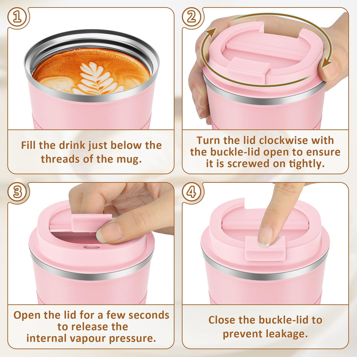 KETIEE sip-hole lid enables one-handed drinking.