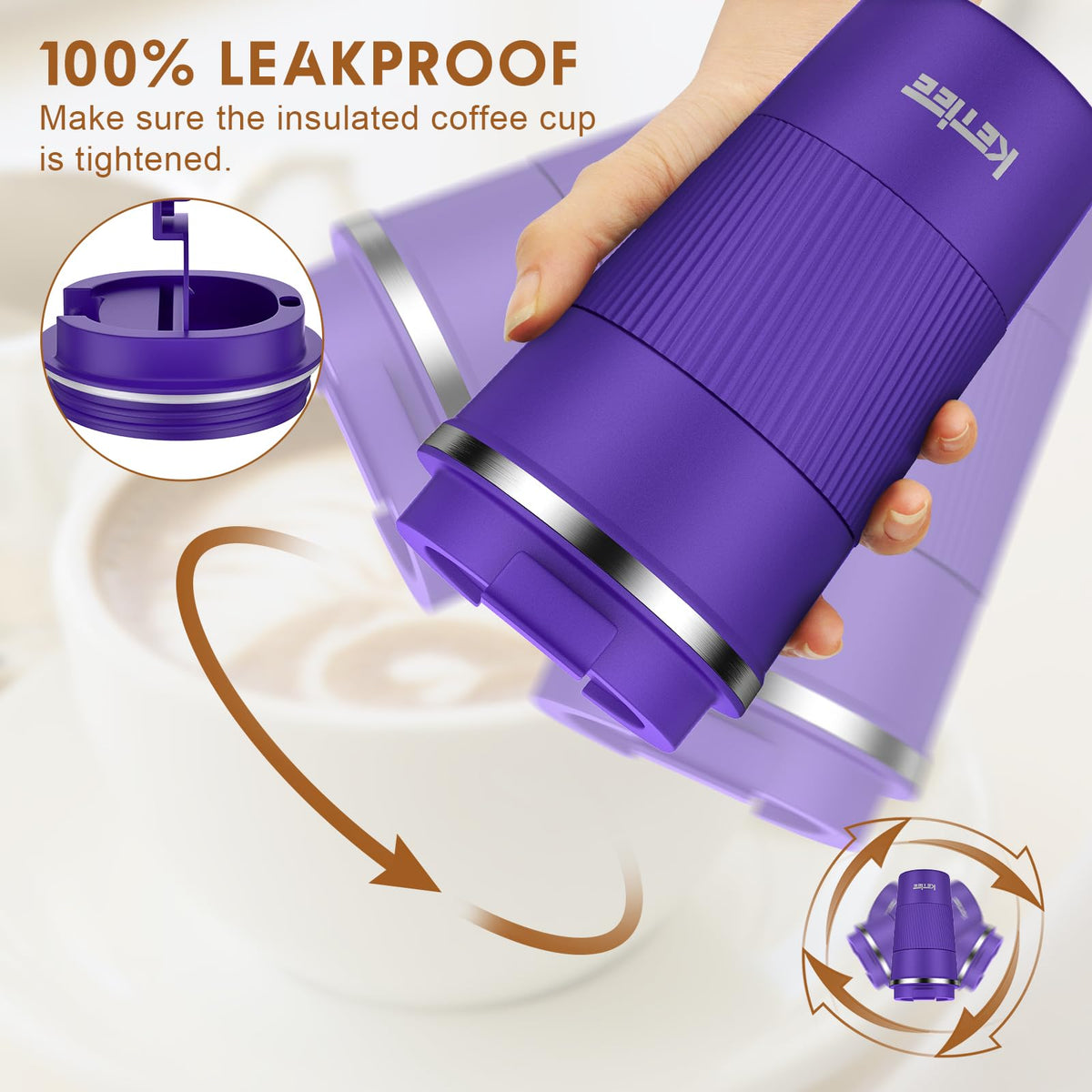 KETIEE stainless steel mug with BPA-free design for lasting durability.