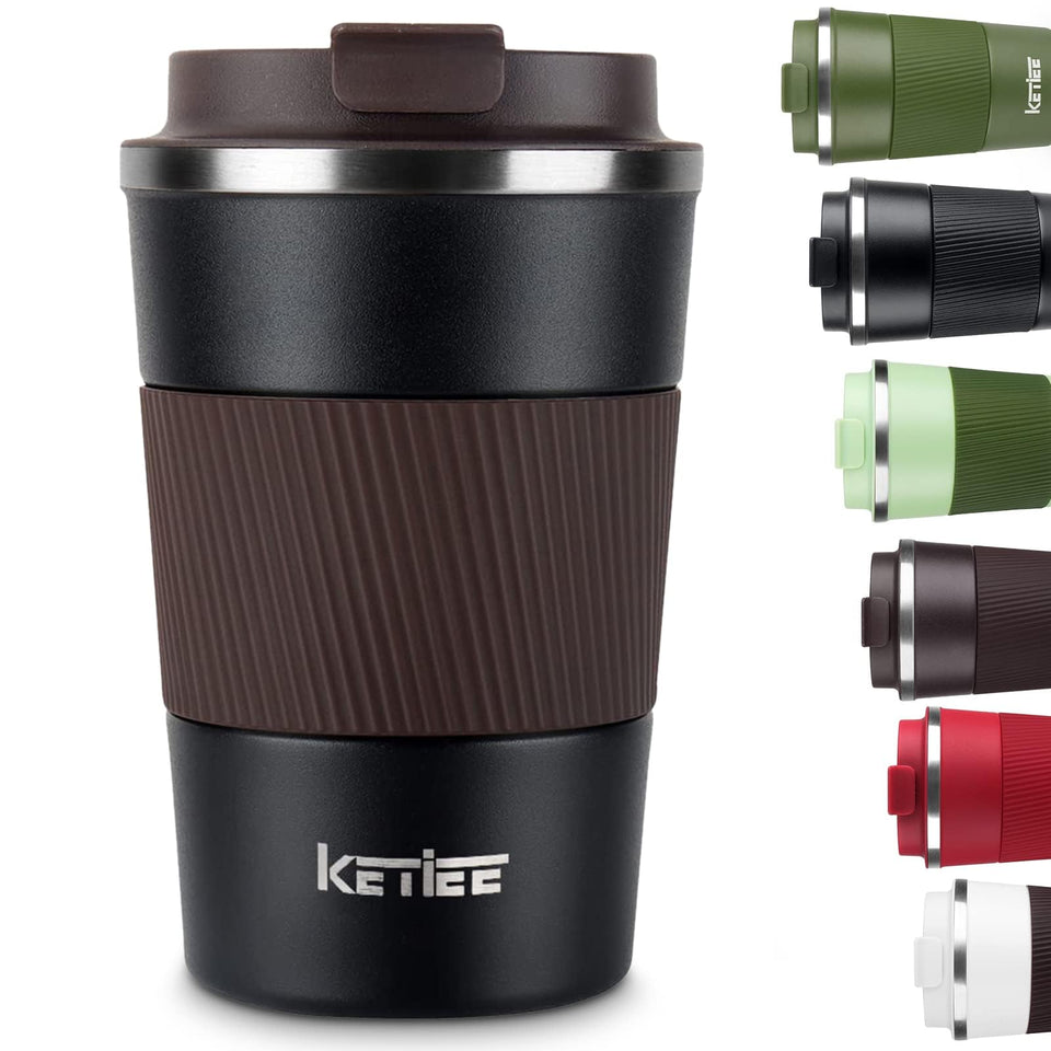 KETIEE Travel Mug with leakproof lid secured for spill-free transport.