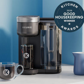 Keurig K-Brew+Chill hot coffee pour for a quick morning cup.