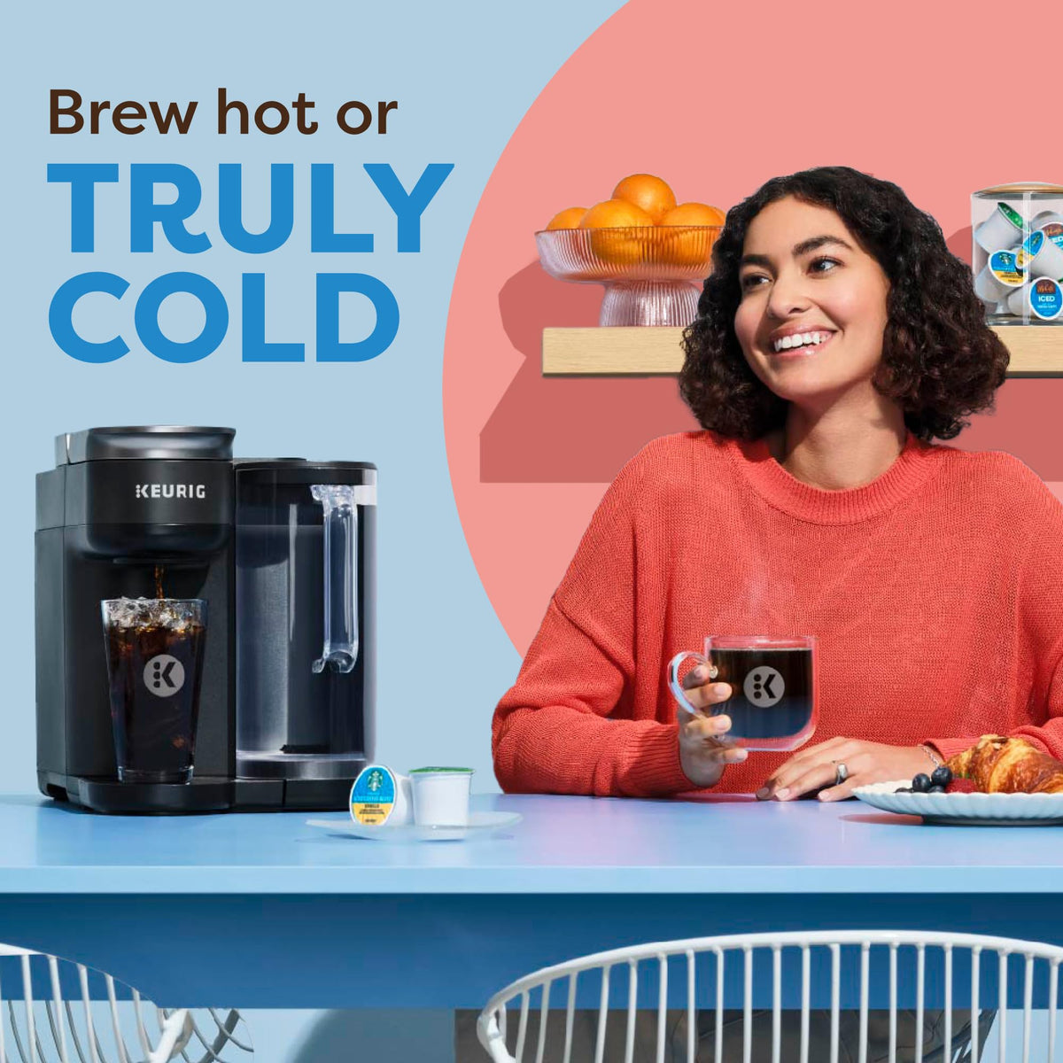 Intuitive controls for hot or iced mode operation.
