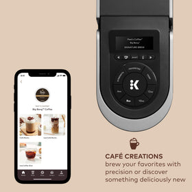 K-Café SMART with WiFi app for remote brewing and scheduling.