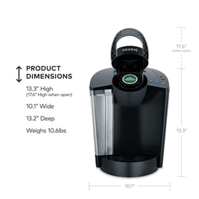 Keurig K-Classic removable reservoir highlights easy refills and multiple cups.