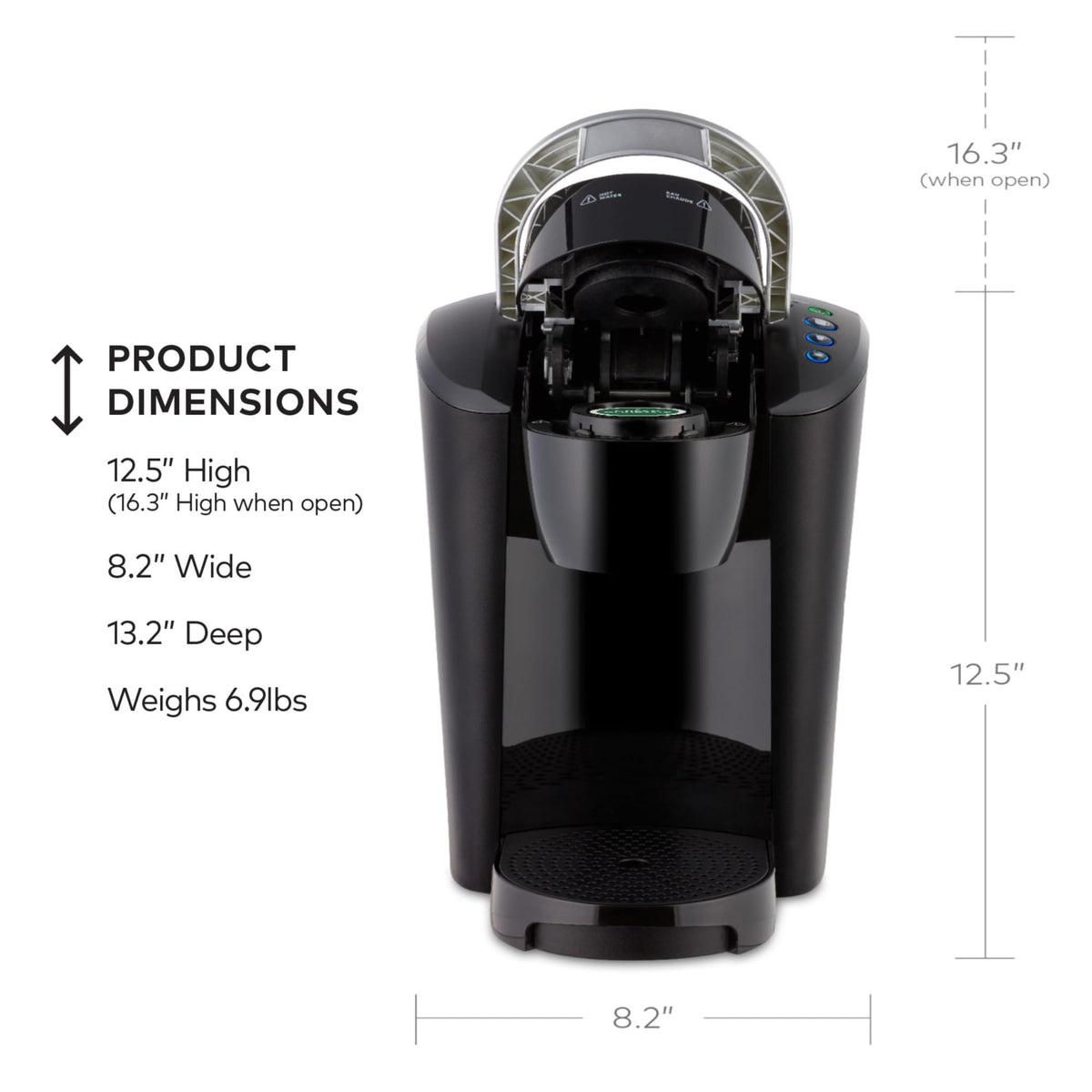 Keurig K-Compact removable drip tray allows travel mugs and quick cleanup