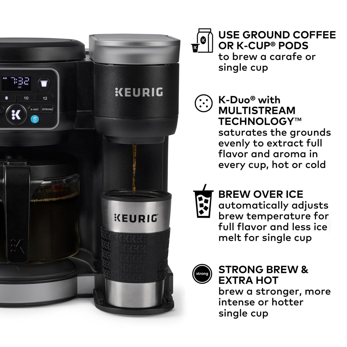 Keurig K-Duo Gen 2 carafe brewing for group servings.