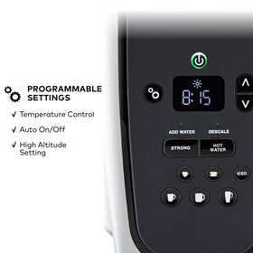 Keurig K-Elite 75-ounce removable reservoir for multiple cups.