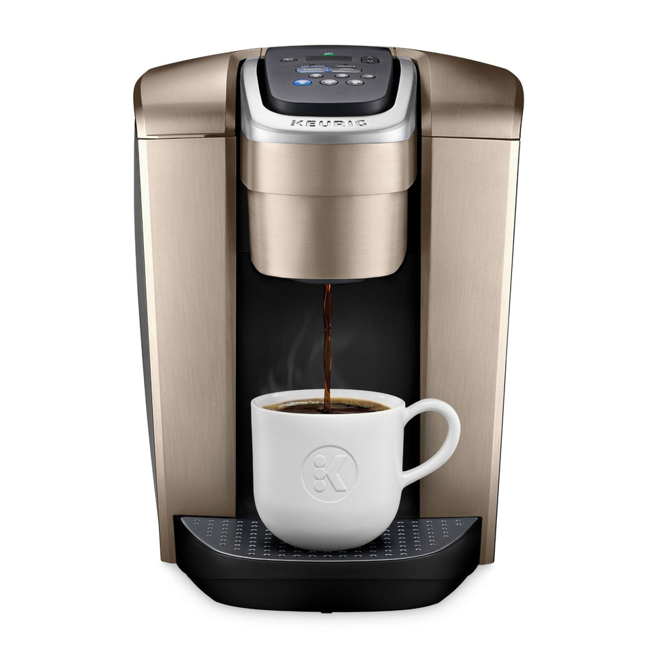 Keurig K-Elite in brushed gold finish adds modern style to your kitchen.
