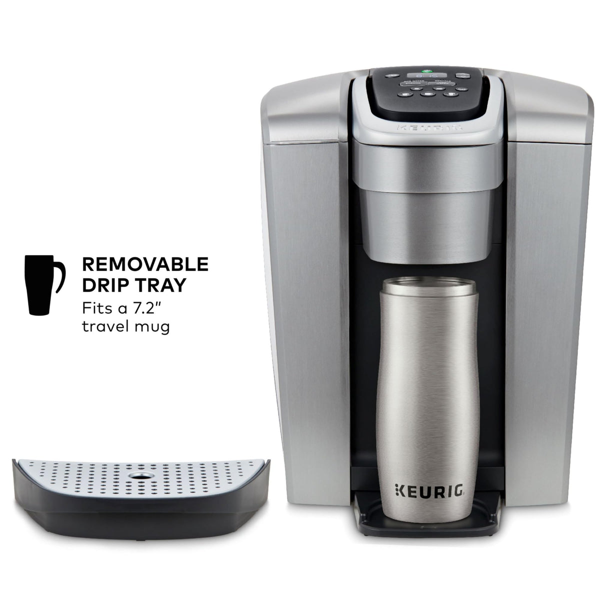 Keurig K-Elite shows five brew sizes from 4 to 12 oz.