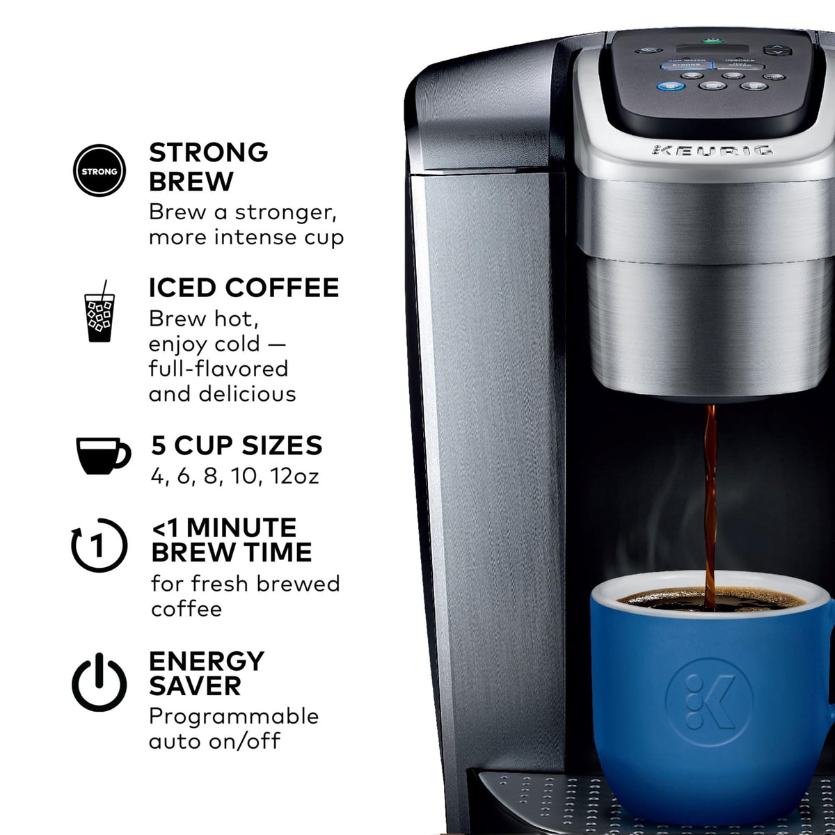 Keurig K-Elite iced setting for hot coffee over ice.