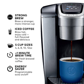 Keurig K-Elite iced setting for hot coffee over ice.