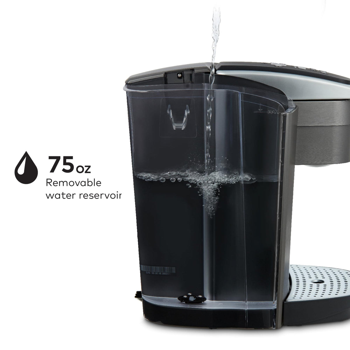 Keurig K-Elite large 75oz reservoir reduces refills and saves time.