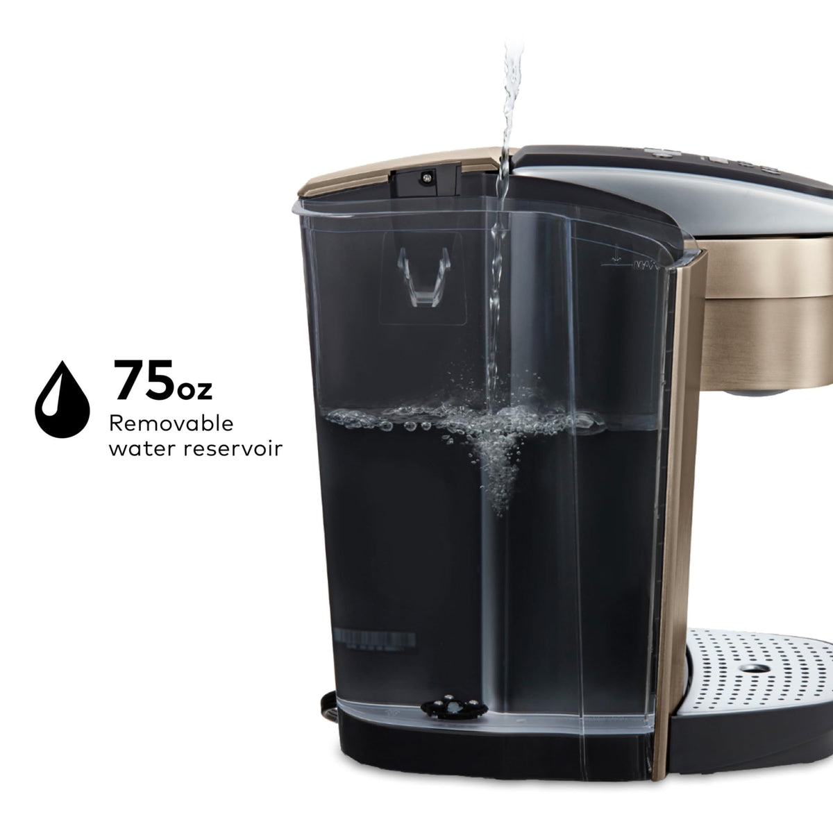 Quiet Brew technology minimizes noise during operation.