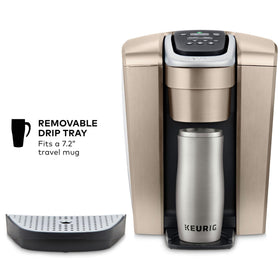 Removable drip tray on the K-Elite accommodates travel mugs.