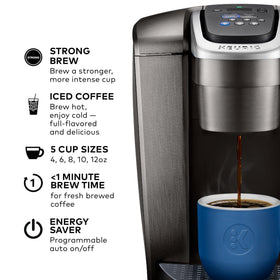 Keurig K-Elite strong brew feature delivers bolder flavor at the push of a button.