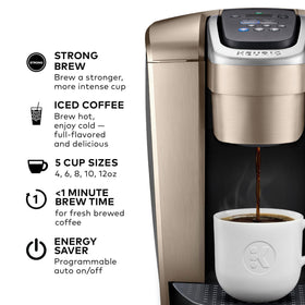 K-Elite strong brew option delivers a deeper, bolder cup.