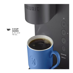 Control panel of Keurig K-Express Essentials Matte Gray enables quick one-touch brewing.