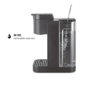 Pod loading area on Keurig K-Express Essentials Matte Gray for fast setup.